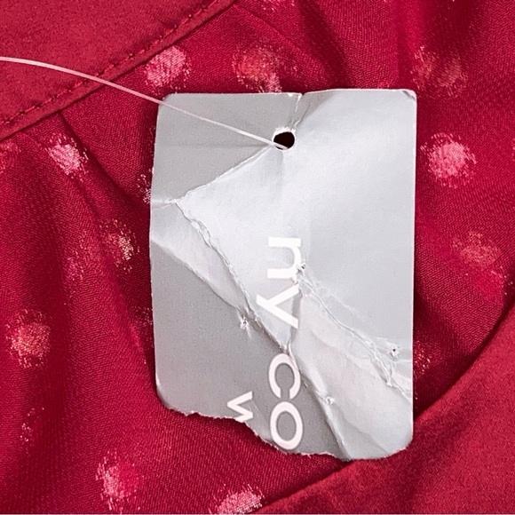 NEW 1X NY Collection Red Gold Polka Dot Blouse Peasant Roll Tab Sleeve Plus - Picture 14 of 15